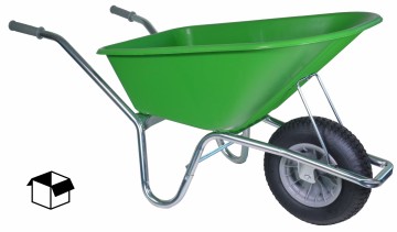 Hummer Tuin kruiwagen verzinkt frame 100 liter lime groen in doos