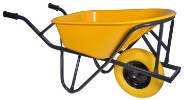 Kruiwagen geel 90 liter softwiel
