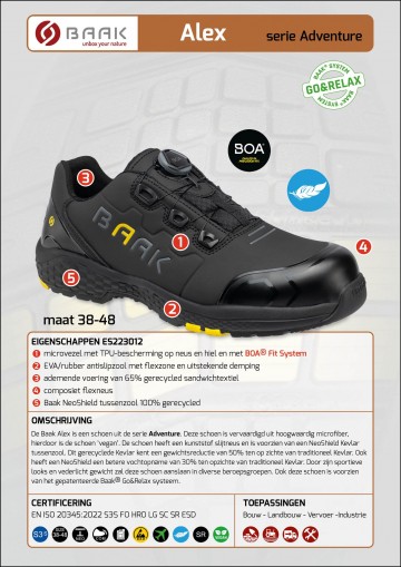 3 baak alex s3s zwart geel met boa sluiting 38 t m 4