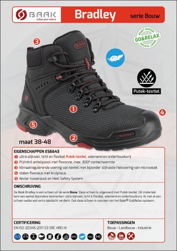 3 baak bradley s3 zwart putek textiel 38 t m 48