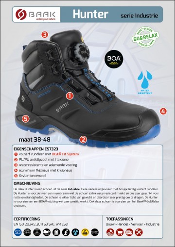 3 baak hunter s3 zwart blauw met boa sluiting waterr