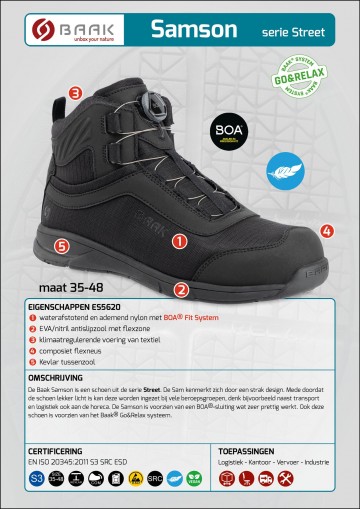 4 baak samson s3 zwart met boa sluiting 35 t m 48