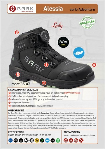 Baak alessia s3s zwart groen met boa sluiting 35 t1 2