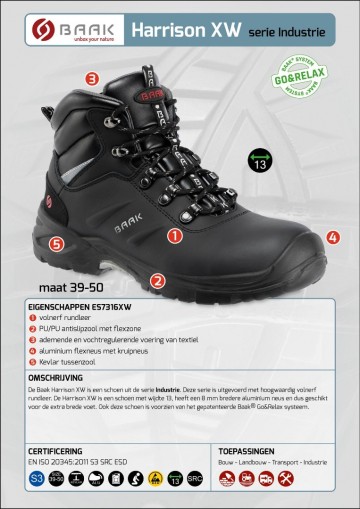 Baak harrison xw s3 zwart 39 t m 501 2