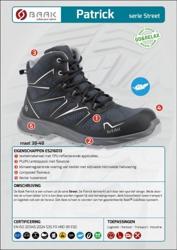 Baak patrick s3s zwart grijs 38 t m 481 2