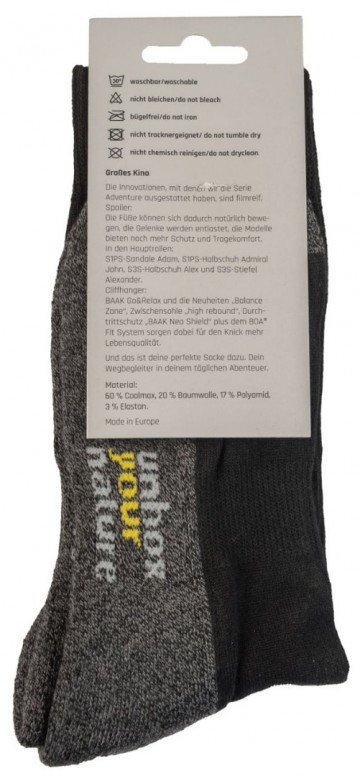 Baak werksok ultra coolmax zwart grijs 35 t m 501 1