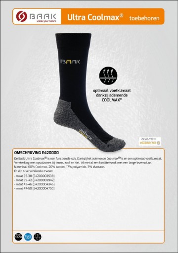 Baak werksok ultra coolmax zwart grijs 35 t m 501 2