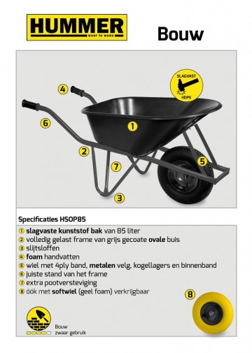 Bouwkruiwagen hdpe 85 l ovale buis met softwiel1 1