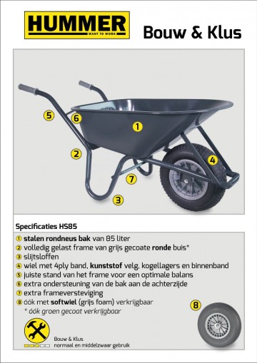 Bouwkruiwagen staal 85 l antraciet met softwiel1 0