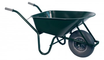 Bouwkruiwagen staal 85 l groen met softwiel1