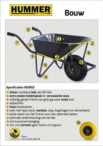Bouwkruiwagen staal 85 l ovale buis verzwaard met1 1