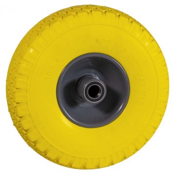 Steekwagenwiel 300x4 softwiel geel, metaal kogellager 20 mm