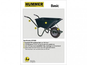 Hummer klus tuinkruiwagen basic gecoat frame 100 l1