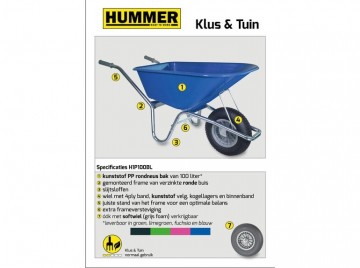 Hummer klus tuinkruiwagen verzinkt frame 100 l bla1