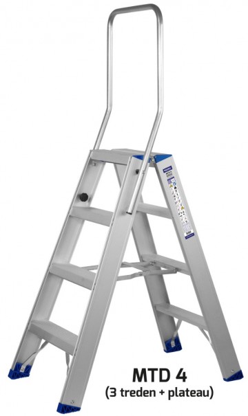 Industriele dubbeltrap 2 t m 12 treden geanodiseer1 6