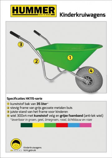 Kinderkruiwagen 35 l limegroen met softwiel1 1
