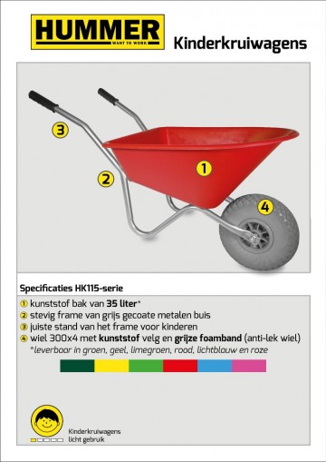 Kinderkruiwagen 35 l rood met softwiel1 1