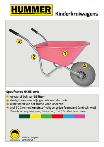Kinderkruiwagen 35 l roze met softwiel