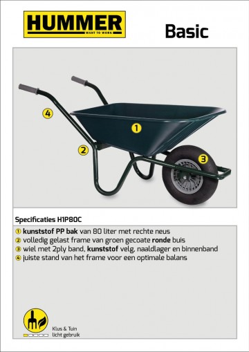Klus tuinkruiwagen basic gecoat frame 80 l1 0