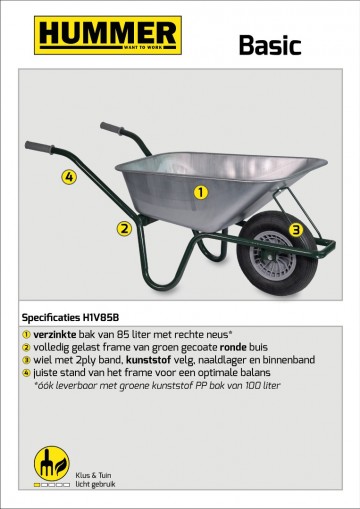 Klus tuinkruiwagen basic gecoat frame 85 l verzink1 1