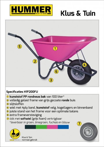 Klus tuinkruiwagen gecoat frame 100 l fuchsia1 1