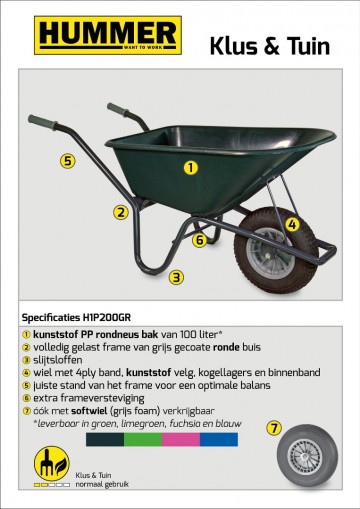 Klus tuinkruiwagen gecoat frame 100 l groen met so1 1
