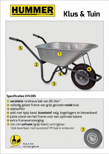 Klus tuinkruiwagen gecoat frame 85 l verzinkte bak1 1