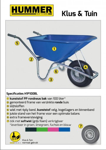 Klus tuinkruiwagen verzinkt frame 100 l blauw met1 4
