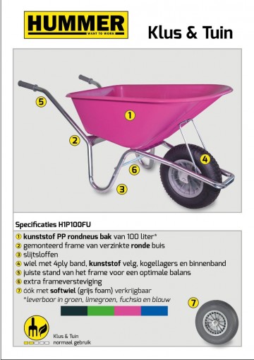 Klus tuinkruiwagen verzinkt frame 100 l fuchsia me1 5