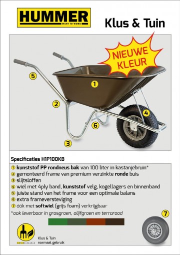 Klus tuinkruiwagen verzinkt frame 100 l kastanjebr1 11