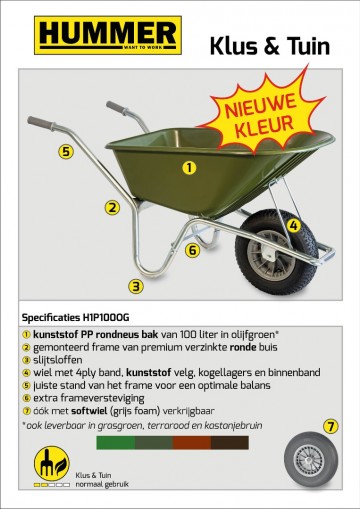 Klus tuinkruiwagen verzinkt frame 100 l olijfgroen1 0