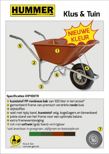 Klus tuinkruiwagen verzinkt frame 100 l terrarood1 4