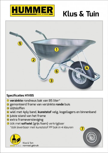 Klus tuinkruiwagen verzinkt frame 85 l verzinkte b1 5