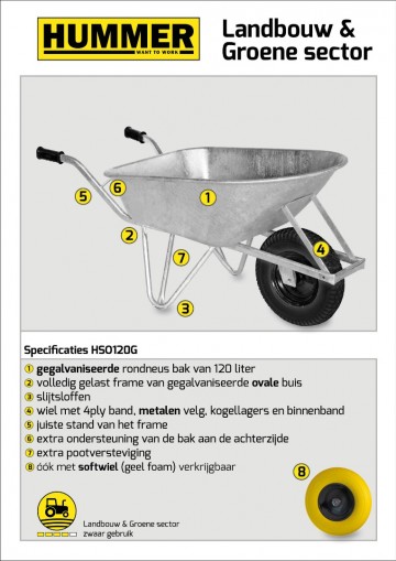 Kruiwagen gegalvaniseerd 120 l met softwiel1 1