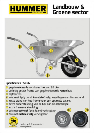 Kruiwagen gegalvaniseerd 85 l met softwiel1 1