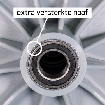 Kruiwagenwiel met grijze foamband en kunststof vel1 3