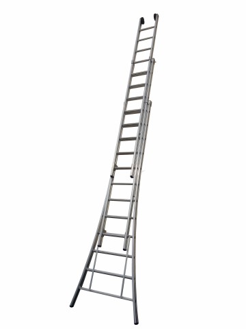 Maxall Opsteek ladder 3x14 uitgebogen + toprollen optioneel geadoniseerd uitgeschoven