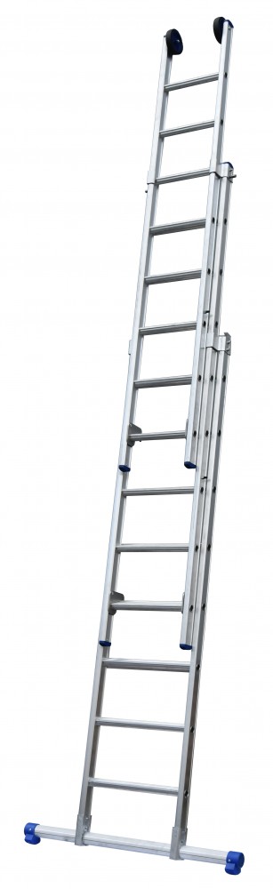 Maxall Opsteek ladder 3x14 recht met stabiliteitsbalk en toprollen