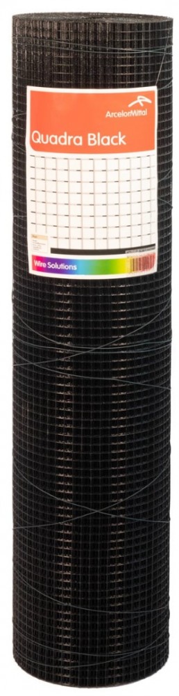 Volieregaas quadra pvc zwart 13x11 mm 100 cm1 1