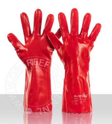 Werkhandschoen pvc rood lengte 35 cm maat 105 per